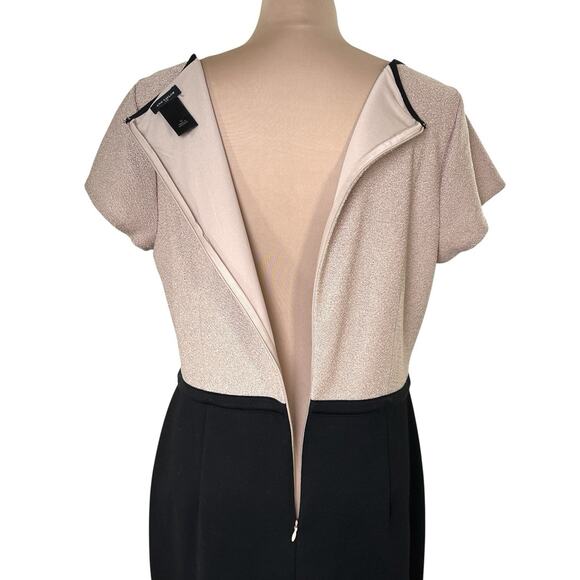 Ann Taylor Factory Dress Size 12 Short Sleeve Knee Length Black Cream Casual - Picture 4 of 8